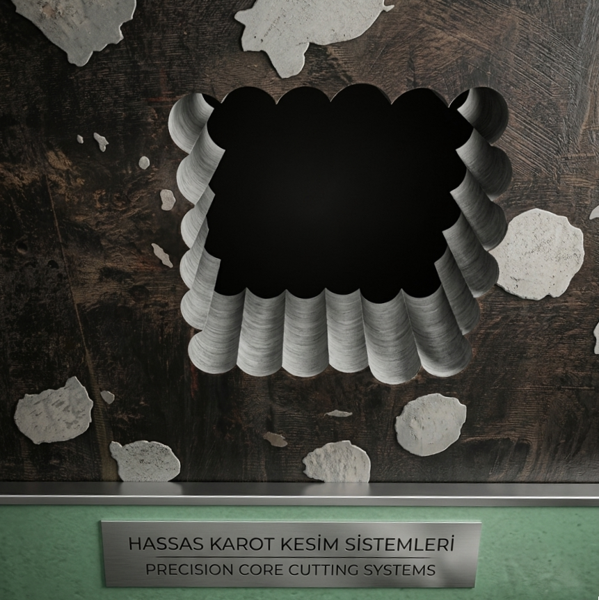 NK69 KAROT beton delme uygulamasında açılan delikleri gösteren saha görseli