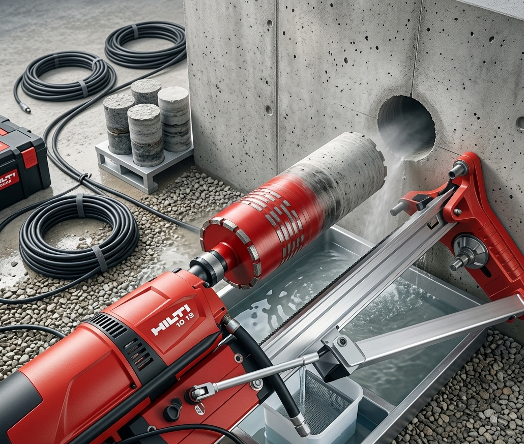 NK69 KAROT karot uygulamasında açılan beton deliğini gösteren saha görseli